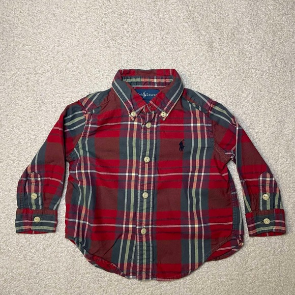2 Pack, Ralph Lauren Toddler Plaid Button Down Size 12M Long Sleeve 100% Cotton - Picture 10 of 10